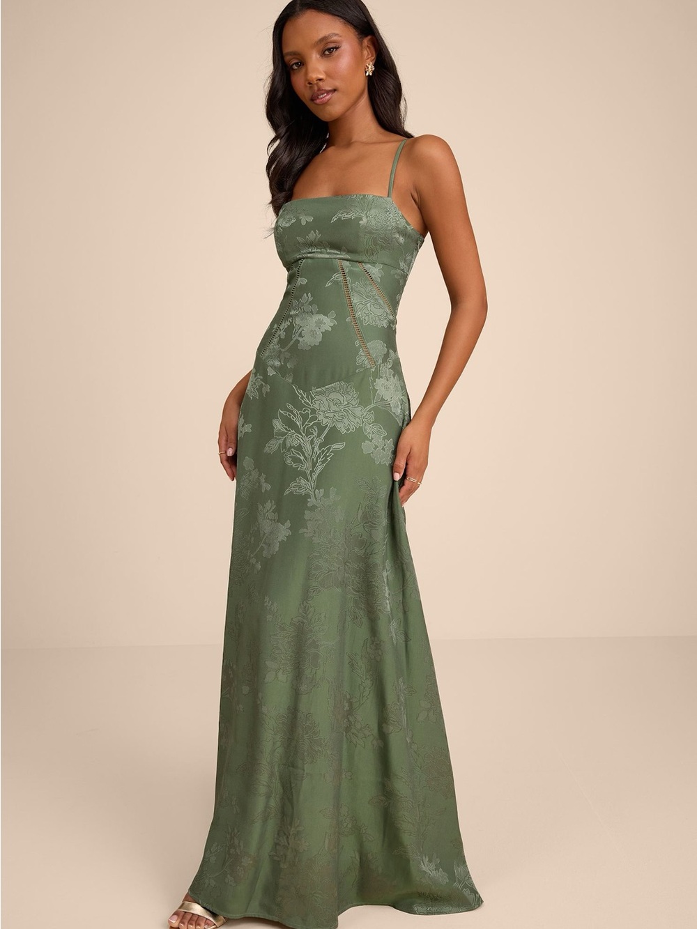 Elin Sage Floral Jacquard Maxi Dress - Sleeveless